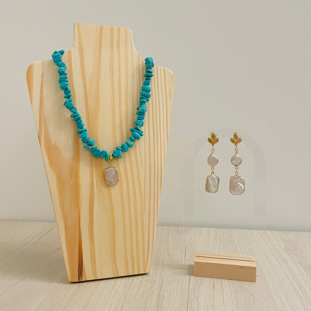 Conjunto Isabel Turquesa + Pendientes Largos